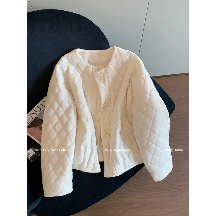 慵懒风减龄百搭菱格棉服外套女2025秋冬新款轻薄气质休闲保暖棉袄