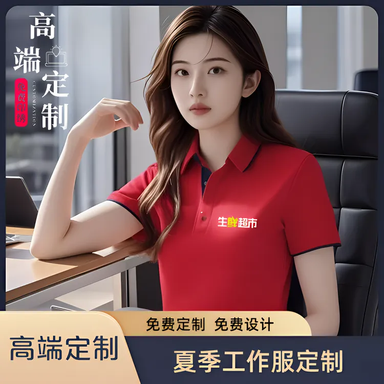 工作服定制生鲜超市短袖工衣POLO衫餐饮装饰装修公司员工T恤定做