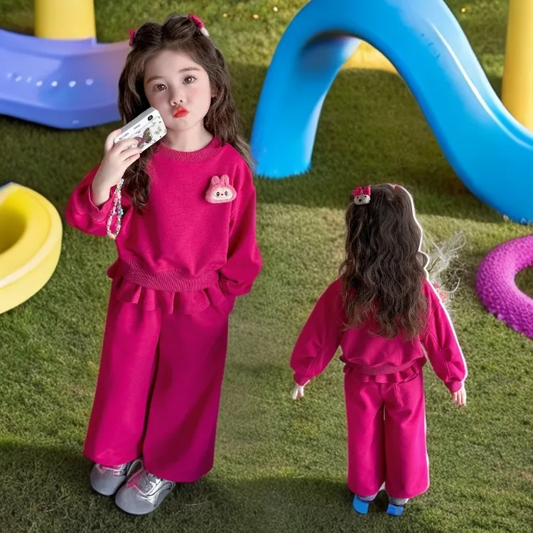 女童秋装休闲套装春秋款洋气宝宝卡通卫衣春秋款儿童运动两件套潮