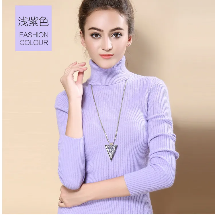 秋冬加厚高领短款修身打底衫套头毛衣针织衫内搭