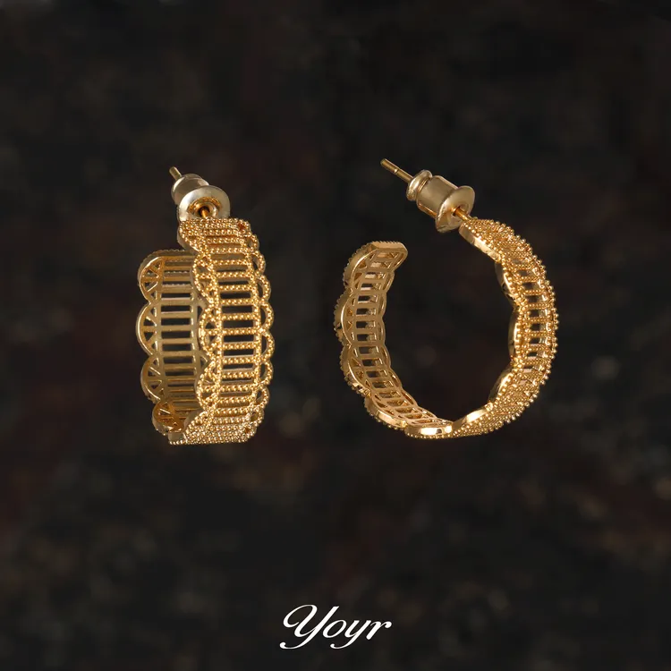 YOYR 黄铜耳饰 镂空肌理耳环精致个性气质法式高级感优雅耳钉