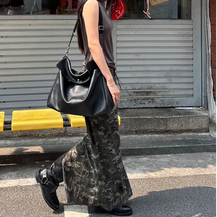 迷彩抽绳百搭直筒长裙夏季新款美式复古辣妹高腰显瘦休闲半身裙