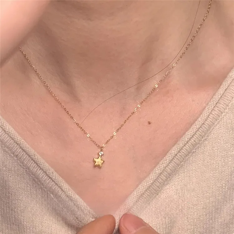 铜合金项链 许愿星mini锆石小星星吊坠项链简约ins风双十一锁骨链