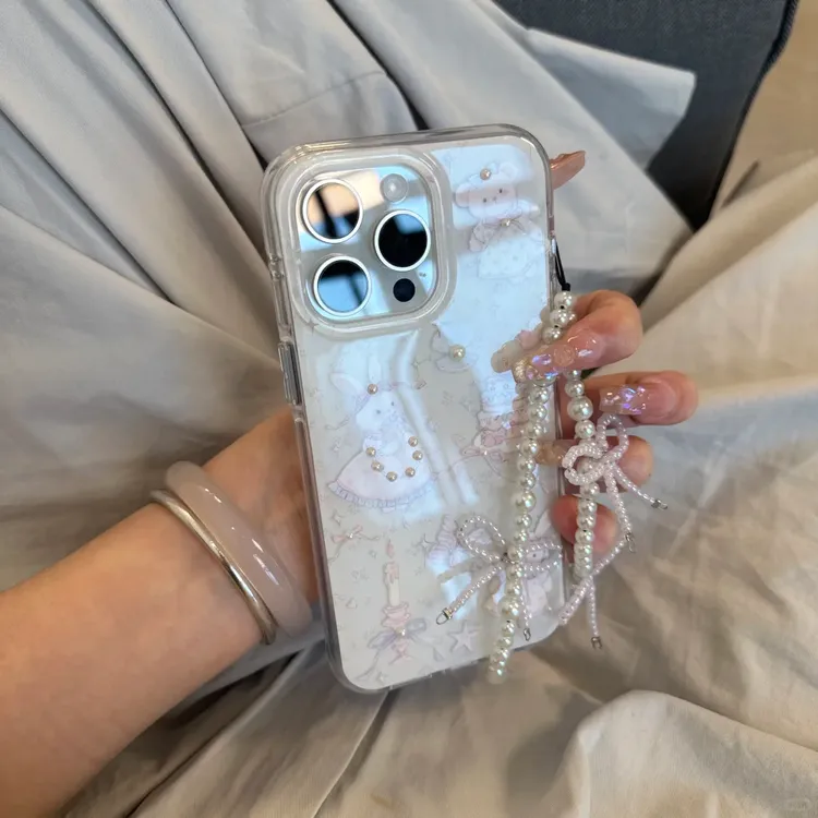 珍珠小兔叽适用苹果13/15/16promax女壳VIVO华为OPPO小米15手机壳