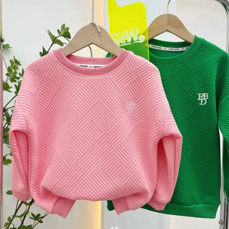 儿童衬衫男童春秋休闲宝宝卫衣小童圆领纯色打底长袖上衣春秋款