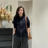 071时尚立领拉链德绒卫衣上衣秋季新款百搭休闲极简开衫上衣