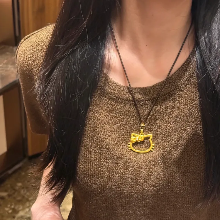 铜合金项链 新中式超大KT猫蝴蝶结项链简约卡通可爱百搭毛衣链