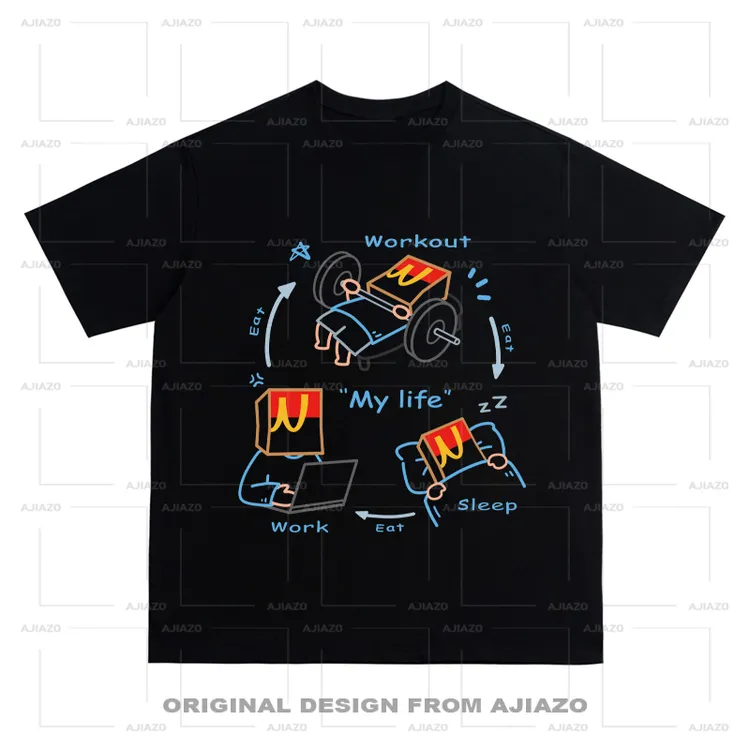 老狗十三【铁人三项】印花纯棉短袖（原创正版）宽松男女同款休闲上衣