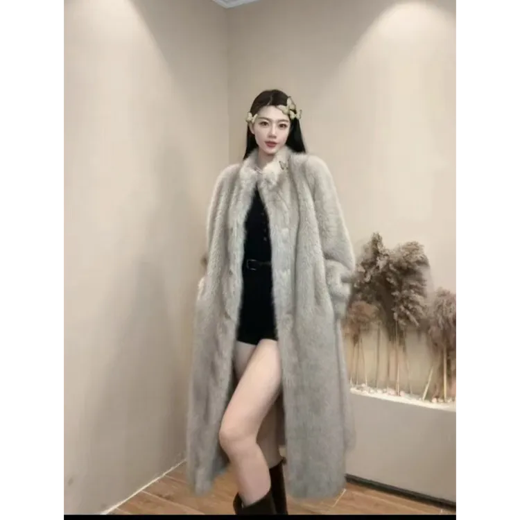 23030网红百搭女士冬季加厚时尚毛毛外套气质显瘦