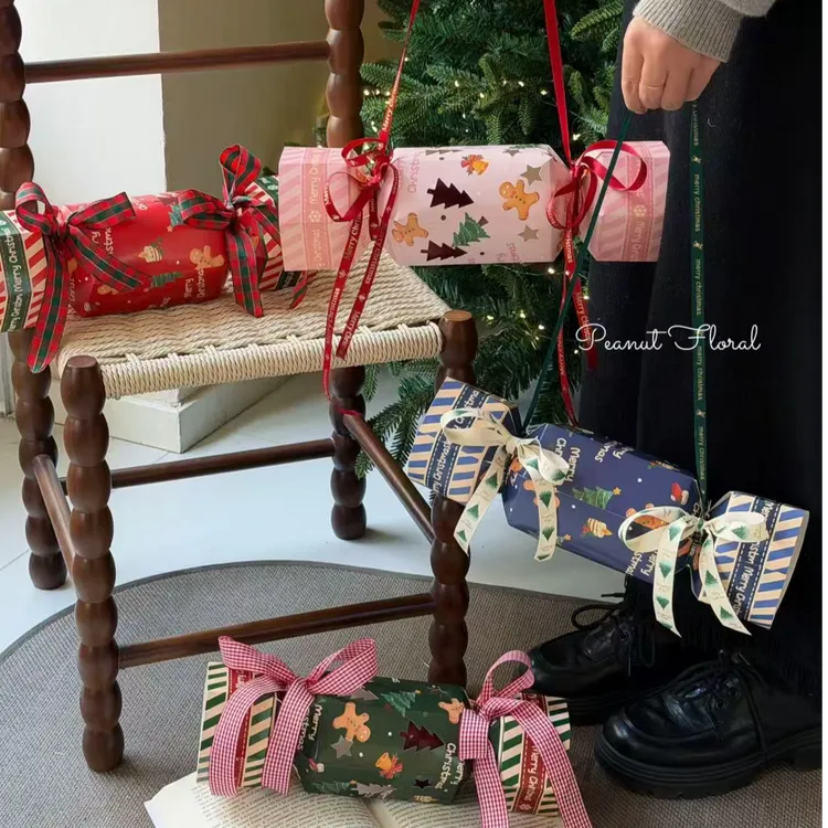 【泽林】圣诞节糖果手提盒 放苹果糖果花盒手提盒花艺包装