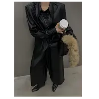 EH秋冬季加绒加厚设计款皮衣高级感百搭小众设计尖领皮外套 W4302