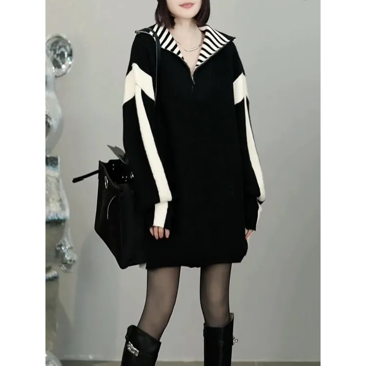 高档韩版加厚高领毛衣女2025秋冬新款时尚宽松显瘦外穿百搭卫衣裙