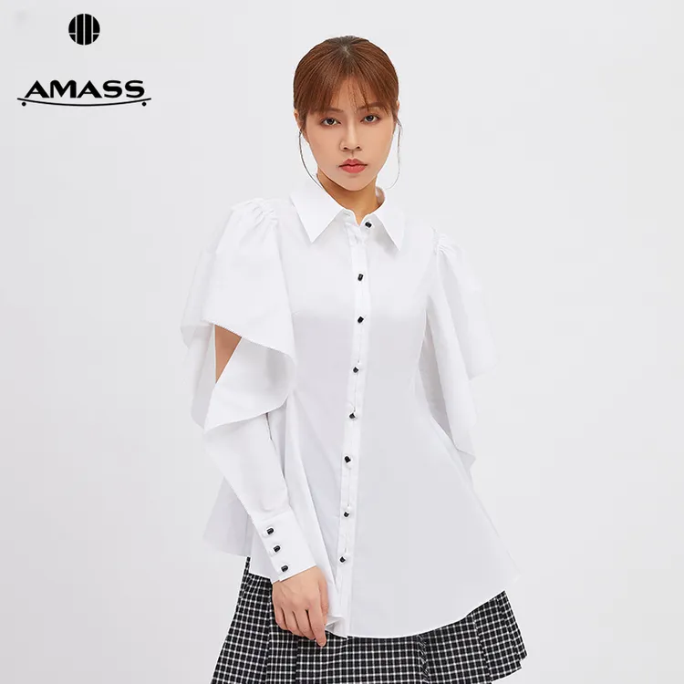 【二折商品，不退不换】阿玛施AMASS小众感解构白衬衫5300682