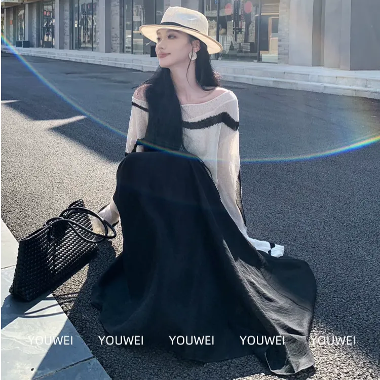 有洧Youwei黑色a字半身裙女2025夏季气质百搭显瘦裙子25SS0489