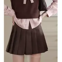 【品牌撤柜款ZB】学院风半身裙秋冬少女风百褶裙纯色短裙LXN31021