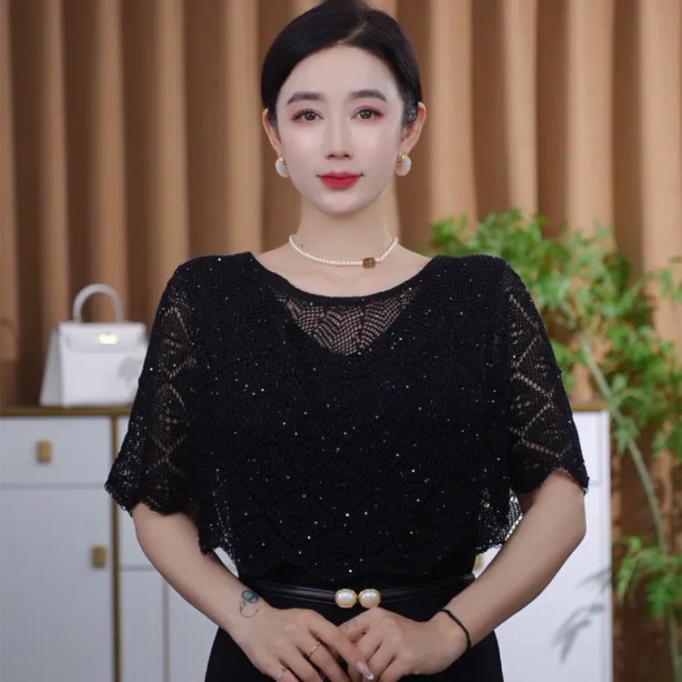 【送胸针】防晒贵妇披肩针织披肩套头时尚新款空调罩衫夏季薄款外搭