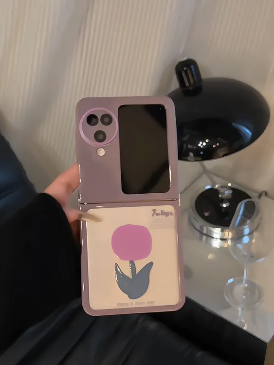 （OPPOFIND系列）折叠奶油适用OPPOfindn2/3flip手机壳女紫色郁金香