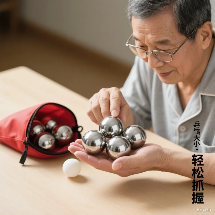 乒乓球大小手玩钢球 中老年手指康复训练送红收纳袋