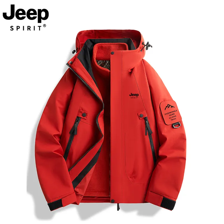 吉普冲锋衣男女2025新款户外三合一秋冬季防风防水外套可脱卸内胆