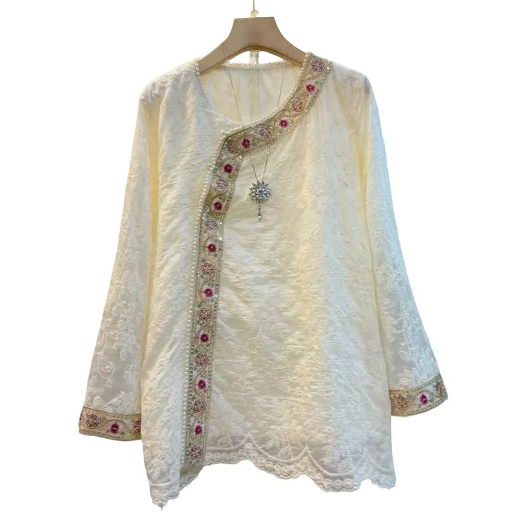 时尚新款民族风拼接百搭高级感气质宽松显瘦上衣