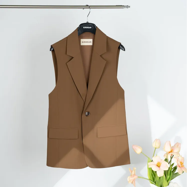 GIRDEAR/哥弟新款时尚简约舒适高级一粒扣翻领西装马甲外套140055