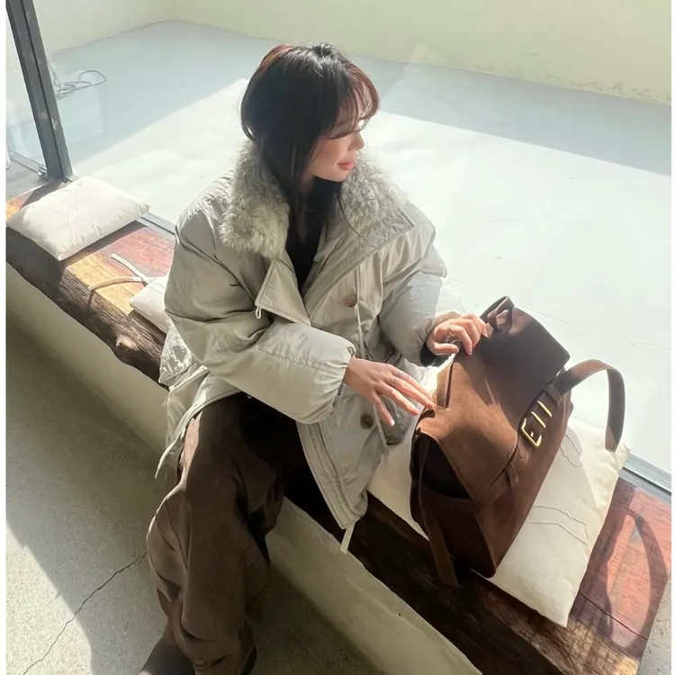 【褚培培自制】CHUPEIPEI/90白鸭绒/秋冬中长款韩系风洋气羽绒服女