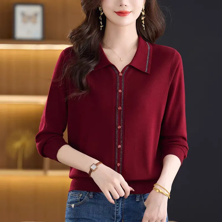 妈妈秋装薄款大码宽松T恤小衫2025新款中老年女装针织打底衫上衣