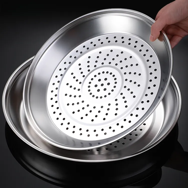 炒锅用蒸盘加厚不锈钢加厚耐高温易清洗蒸孔密集多功能隔水蒸格