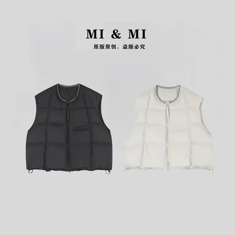 【米米服饰】2025 秋冬上新”白鸭绒“双拉链羽绒龟背马甲 2502-314