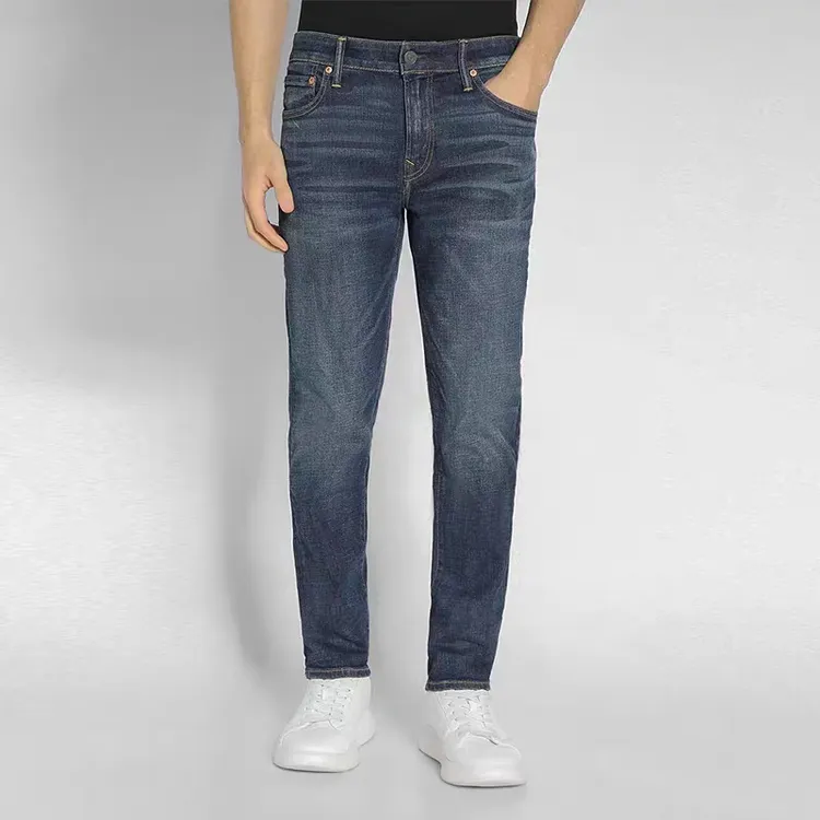 美国鹰AEO男士修身直筒深蓝色牛仔裤A-1