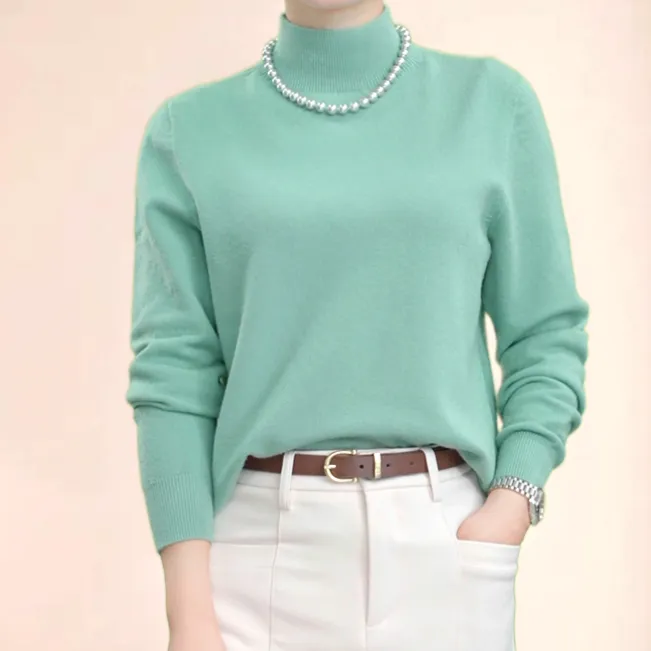 2025冬季新品一线成衣中高领纯色套头毛衣