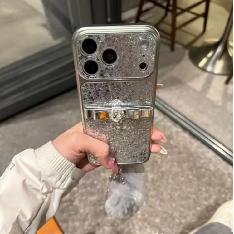 高级感银色亮片手提绳适用苹果17promax手机壳iPhone17pro16pro15