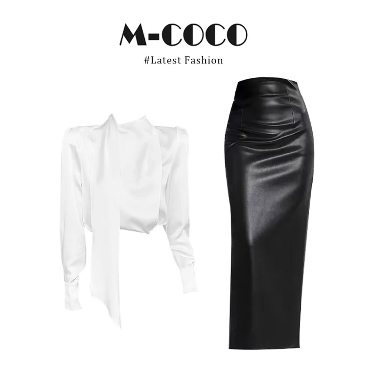 MARIE.COCO法式纯欲风百搭轻奢系带衬衫上衣高腰包臀半身裙两件套