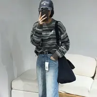 NIU ZI 咖拼条纹毛衣#12