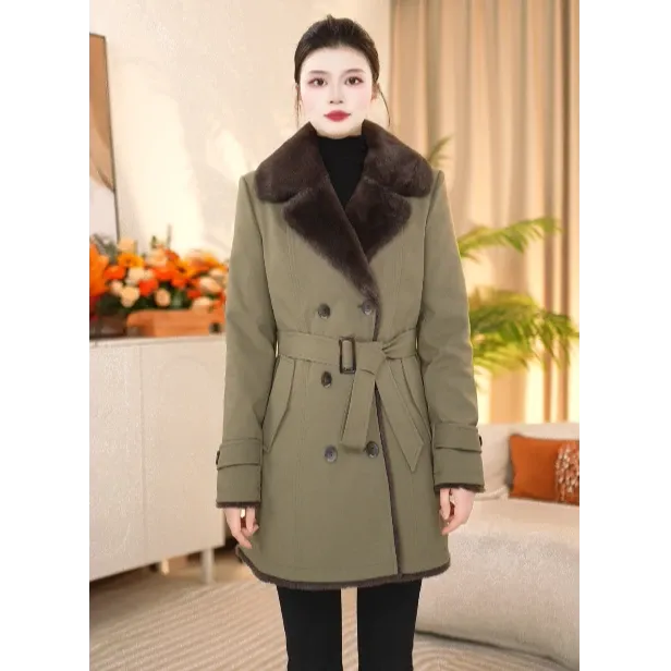 【加厚毛毛里布】2025春秋新款气质长袖风衣3925外套女装修身收腰