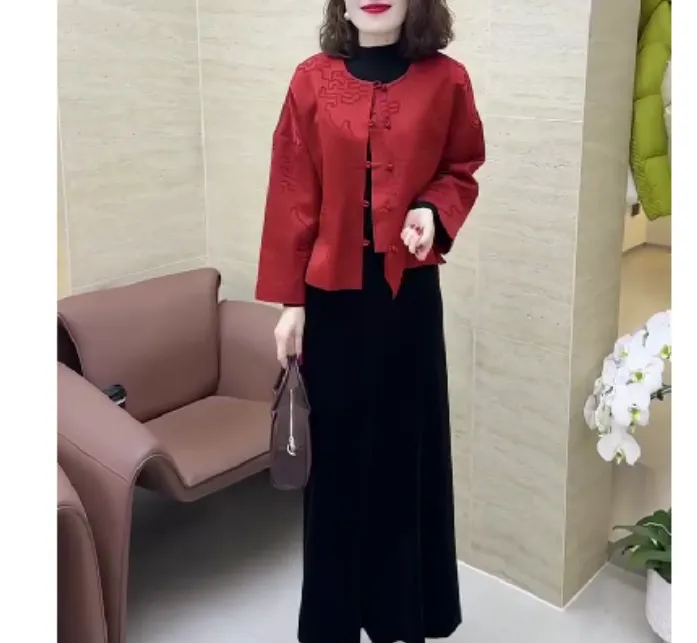 2025新款网红洋气轻奢时尚韩版女装国风外套半身裙唐22