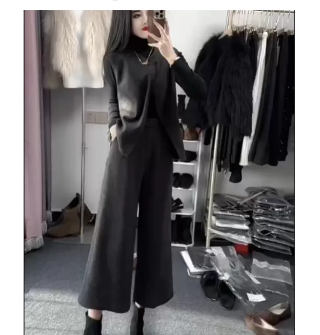 2024冬季新款时尚女装网红潮流气质靓丽漂亮休闲套装爆款叶子75