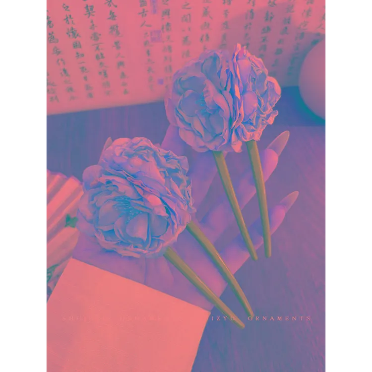 新中式花朵u型发簪女高级感簪子2025新款发钗后脑勺盘发神器头饰