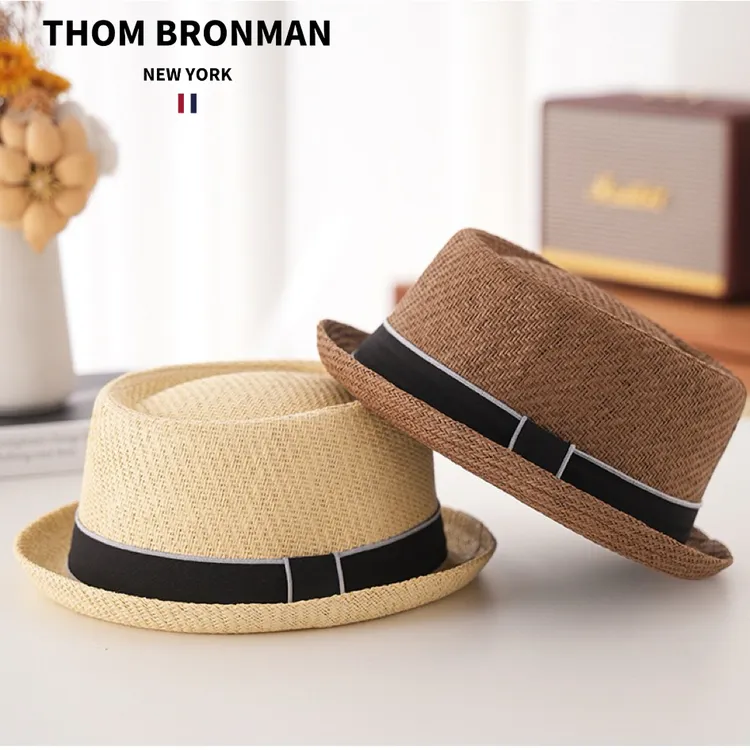 TB【官方正品】THOM BRONMAN汤姆布郎夏季法式出游防晒草帽草编礼帽