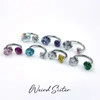 合金锆石耳饰 F136钛合金多色超闪马蹄环耳蜗钉耳骨钉16G双钻耳钉