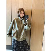 【唐悠悠mgdm】环保皮立领宽松夹克女潮工装风显瘦风衣休闲短外套
