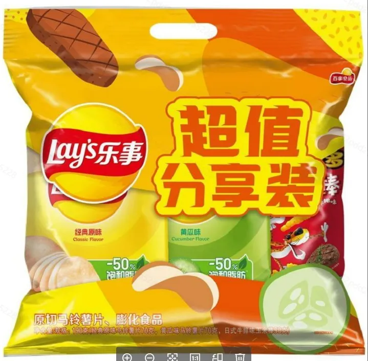 乐事超值分享装190g(3袋组合,原味70g黄瓜70g玉米棒50g)关注领6元