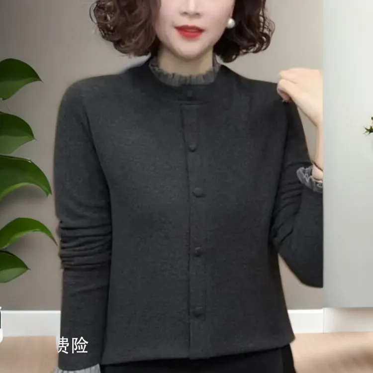 加厚打底衫女士妈妈春秋冬时尚小衫假两件显瘦高级感洋气长袖上衣