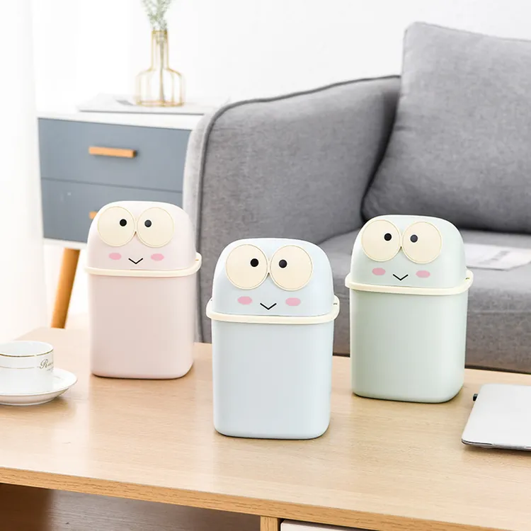 迷你可爱桌面翻盖垃圾桶可DIY儿童学生办公室杂物整理收纳盒