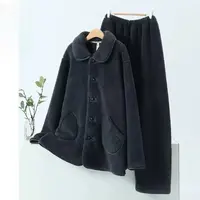 格调美美625-1冬款双面毛绒男士保暖纯色睡衣家居服套装