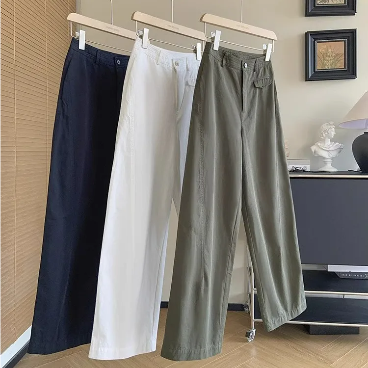 高腰宽松潮流极简风直筒裤女2025年秋季洋气百搭阔腿休闲裤子新款