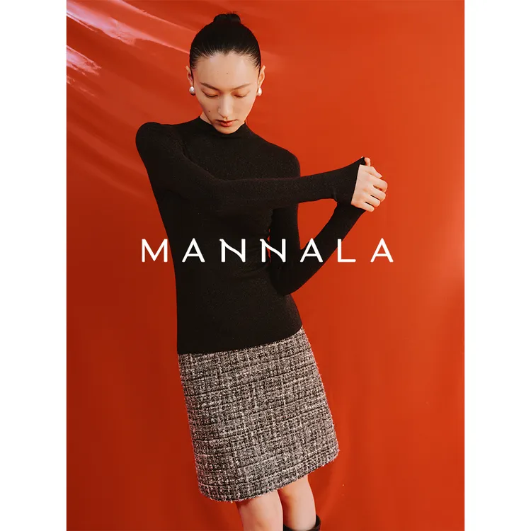 MANNALA丨“香奈裙”经典香风小A立裁显瘦羊毛粗花呢半裙 Q9384