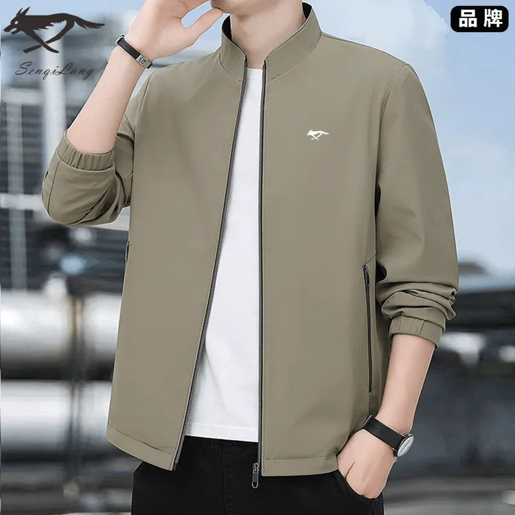 七匹断码狼男士秋冬立领夹克韩版潮流百搭时尚加绒加厚休闲男外套