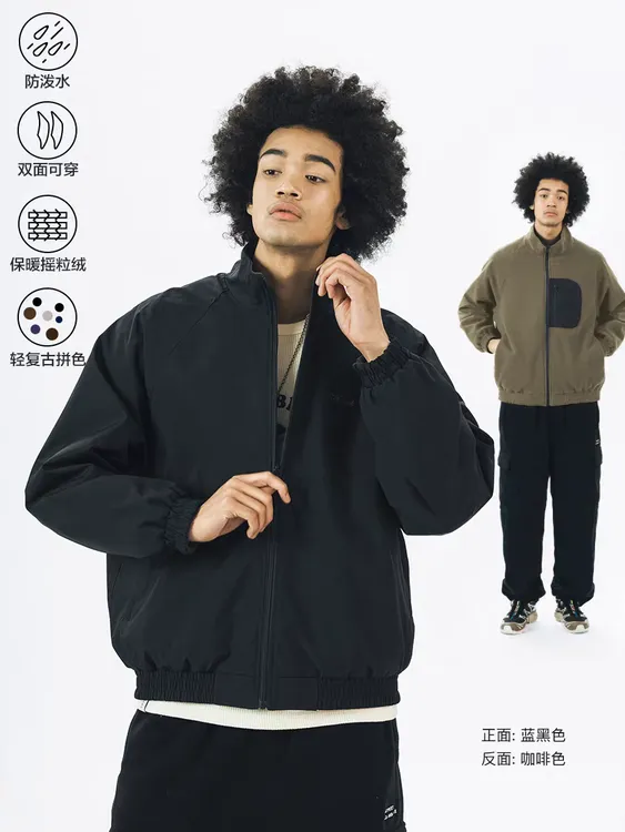 【两面穿】714street外套潮牌新款复古上衣摇粒绒保暖夹克321525