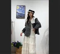 122区2075灰色少女减龄风娃娃领百搭外套小衫